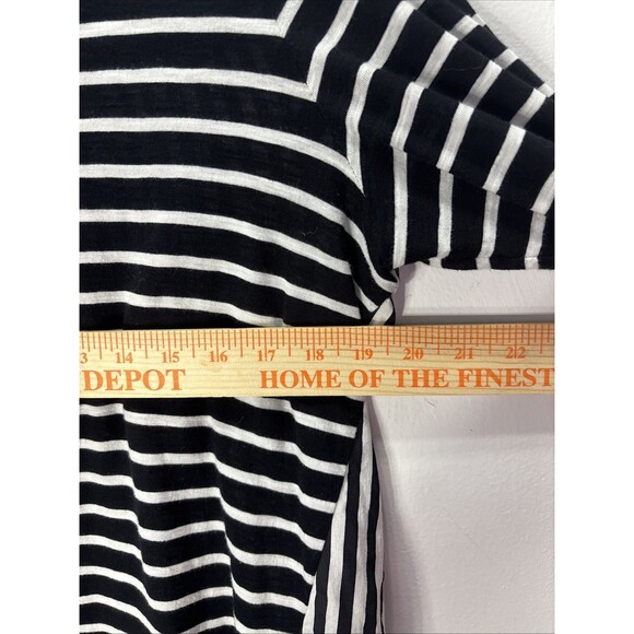 Chico's Pullover Top Blouse embroidery Black/White Stripe 100% Cotton 3/4 Sz 1 - Picture 3 of 11